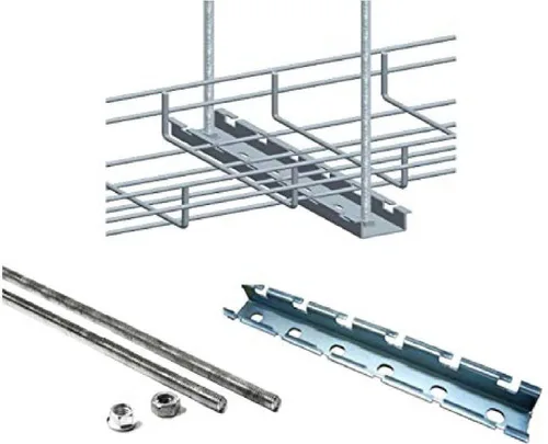 Vista 23 de Kable Kontrol Soporte de piso lateral de 2 pulgadas – Soporte de bandeja de cable de malla de alambre – Bandeja de malla de alambre Cesta de cables