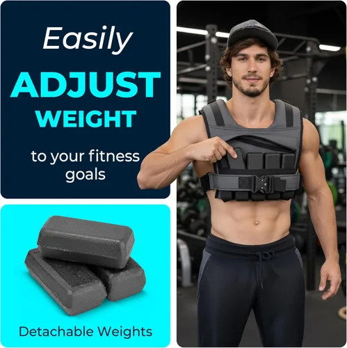 Vista 7 de Weighted Vest Adjustable for Men and Women – Workout Weight Training Vest for Fitness, Running, Strength, Exercise & Cross Training