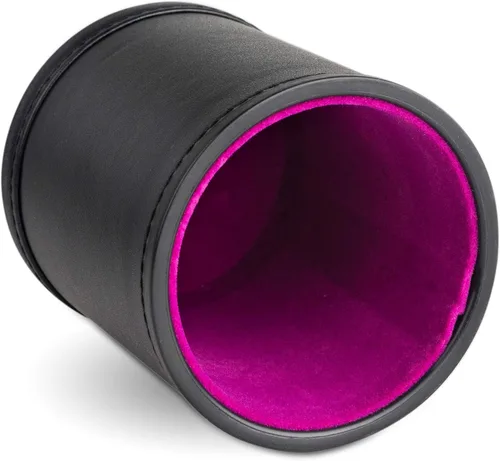 Vista 6 de Taza de dados de cuero para juegos de mesa, forro de fieltro naranja