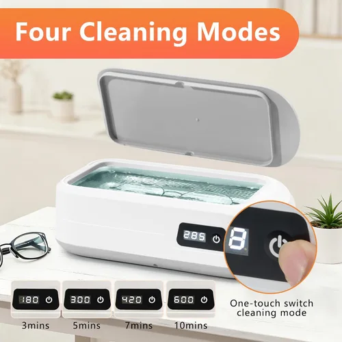Vista 4 de Limpiador ultrasónico de joyas, limpiador ultrasónico de 49 khz, limpiador de joyas máquina ultrasónica para joyas, gafas, anillos, retenedores