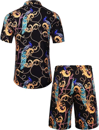 Vista 3 de Daupanzees - Camisa hawaiana de manga corta con botones para hombre