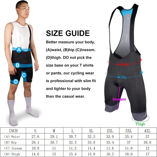 Vista 3 de Darevie Pantalones cortos de ciclismo profesional para hombre, 6H, 500 KM, pantalones cortos de ciclismo con relleno 3D con agarre de pierna de 2.8in