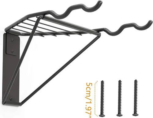 Vista 6 de TORACK Estante de almacenamiento para bicicletas, 2 colgadores de bicicleta, soporte de pared para bicicleta de montaña, soporte horizontal plegable