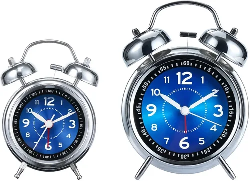 Vista 4 de AKCISOT - Reloj despertador de alarma fuerte para personas con sueño profundo, 11,43 cm de reloj analógico de campana doble de metal, funciona
