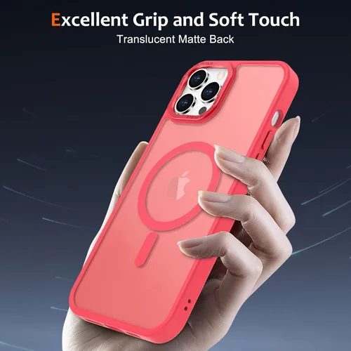 Vista 444 de Anuck - Funda magnética para iPhone 11 compatible con MagSafe, carcasa trasera mate translúcida dura, borde de TPU, delgada, resistente a impactos