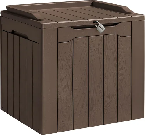 Vista 5 de Homall Caja de resina de 31 galones, impermeable, almacenamiento al aire libre, con cerradura, contenedor de organización y almacenamiento para Negro