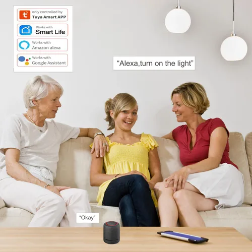 Vista 3 de Mini enchufe inteligente WiFi con control de voz remoto y Alexa, funciona con Google Assistant IFTTT, aplicación inteligente Tuya con temporizador