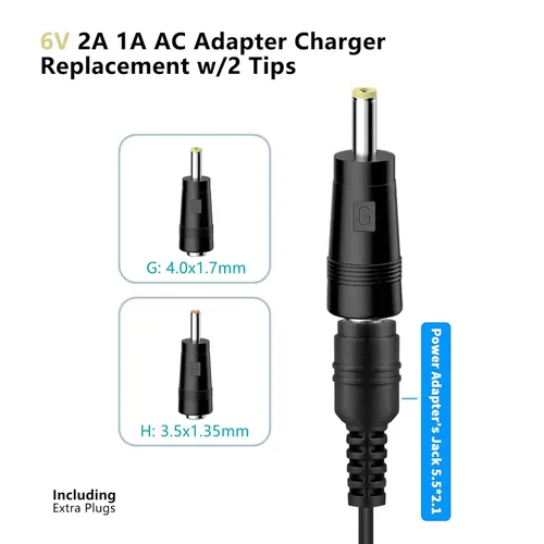 Vista 4 de Fuente de alimentación 6V 2A Adaptador de CA DC 6Volt Adaptador de corriente Cargador DC en 6V Cable de alimentación para elíptica ProForm XP 110