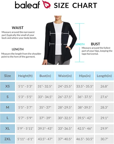 Vista 7 de BALEAF Cárdigan ligero UPF 50+ con bolsillos, manga larga, protección UV, ropa de secado rápido para mujer