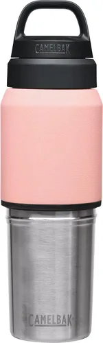 Vista 4 de CamelBak MultiBev - Botella de agua con aislamiento de acero inoxidable y taza de viaje Rosa Terracota/Rosa Camelia