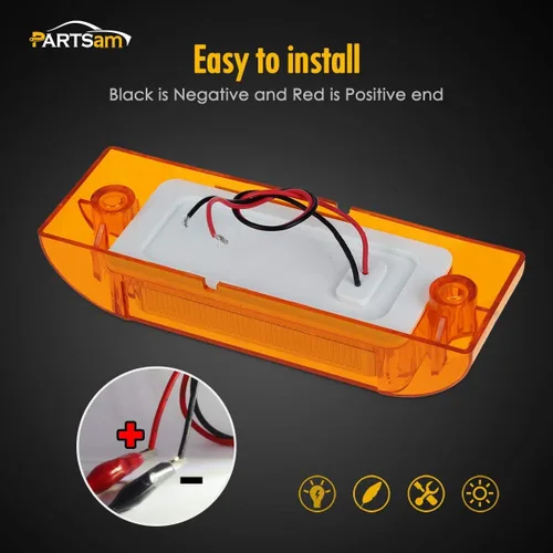 Vista 7 de Partsam 4 luces LED rectangulares de 6 x 2 pulgadas para remolque, luces direccionales, 13 luces LED rectangulares de 12 V para camión, remolque