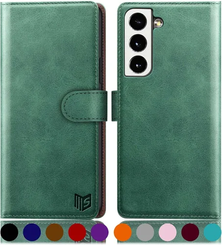 Vista 14 de SUANPOT Funda de piel tipo cartera para Samsung Galaxy S22 con bloqueo RFID, tarjetero para tarjetas de crédito, funda para teléfono con tapa a