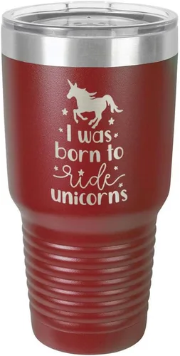 Vista 20 de I Was BORN TO RIDE UNICORNS Grabado vaso de 325 ml, grabado con láser, taza de viaje de acero con recubrimiento en polvo, libre de BPA, con camello