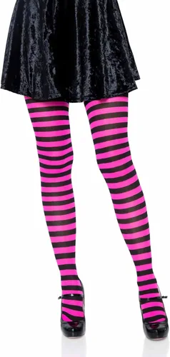 Vista 18 de Leg Avenue - Mallas de nailon a rayas para mujer Negro/Azul