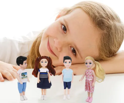 Vista 8 de Mini muñecas de 5 pulgadas – Juego de 10 piezas de casa de muñecas, muñeca pequeña para niñas y niños, accesorios para casa de muñecas de cumpleaños