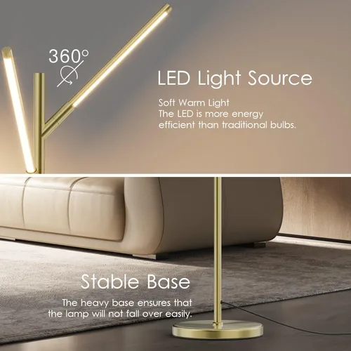 Vista 5 de Aipsun Lámparas de pie para sala de estar 24 W LED modernas lámparas de pie regulable lámpara de pie para sala de estar dormitorio 3000 K