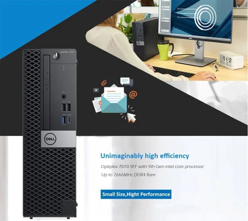 Vista 5 de Dell Computadora de escritorio OptiPlex 7070 SFF, Intel Hexa Core i7-8700 3.20GHz, RAM DDR4 de 16 GB, SSD NVMe M.2 de 1 TB, Windows 11 Pro, teclado