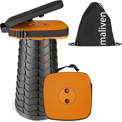 Vista 10 de Taburete plegable para acampar con cojín de asiento y bolsa de nailon, taburete telescópico portátil cuadrado, taburete plegable ligero y resistente