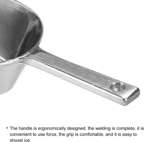 Vista 4 de PATIKIL Cucharas de hielo, paquete de 2 palas de aluminio de 7.09 pulgadas, pequeña máquina de hielo, harina, cereales, azúcar, palas para cocina