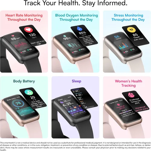 Vista 4 de Active 3 Veryfit Fitness Tracker Smart Watch No necesita aplicación o Rosa rubor