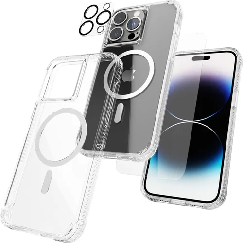 Vista 9 de Case-Mate Funda para iPhone 14 Pro (negro intenso), vidrio templado y protector de lente, protección contra caídas de 15 pies, compatible