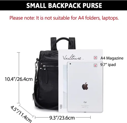 Vista 3 de VX - Bolso mochila de piel sintética para mujer, diseño convertible a la moda, 2 modos de uso