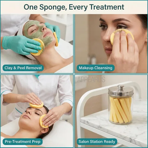 Vista 2 de APPEARUS Paquete de 60 esponjas faciales, esponjas faciales comprimidas de PVA para limpieza profunda, exfoliación, eliminación de maquillaje