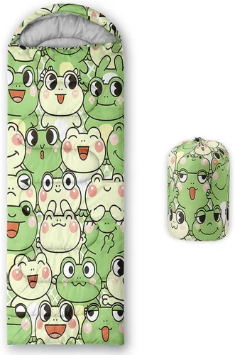 Vista 36 de QOOMO Axolotl - Lindos sacos de dormir para campamento, 3 estaciones, clima cálido y fresco, ligeros, impermeables, para adultos y niños, viajes