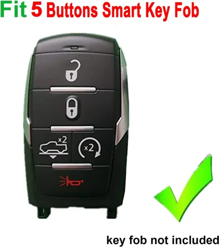 Vista 2 de Funda protectora de silicona para llavero de automóvil para Ram 1500 2021 2020 2019, accesorios de 5 botones de entrada sin llave, control remoto
