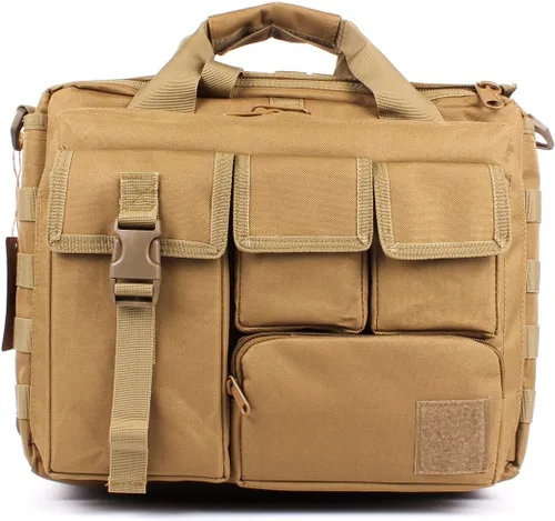 Vista 9 de GES Maletín táctico, 15.6 pulgadas para hombre, maletín militar para hombres, caqui