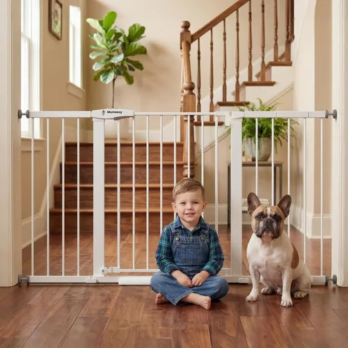 Vista 23 de Mumeasy Puerta de bebé extra ancha de 29.7 a 51 pulgadas para escaleras, puerta para perros de interior extra larga para puertas, puerta para niños
