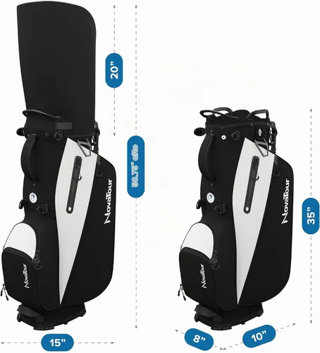 Vista 4 de Bolsa de golf NovaTour con soporte - Bolsa de golf ligera con soporte y divisores de 7 vías, doble correa, bolsillo impermeable, funda aislada, asas