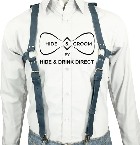 Vista 2 de Hide & Groom, Tirantes renacentistas de cuero, arnés de soporte de espalda vintage para hombre, ganchos de metal para hombre, Steampunk, hecho a mano