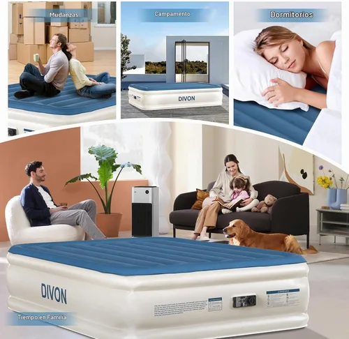 Vista 8 de Colchón de aire DIVON Full con bomba incorporada, colchón inflable de 18'' de grosor en 3 minutos, colchón hinchable plegable, colchón de aire
