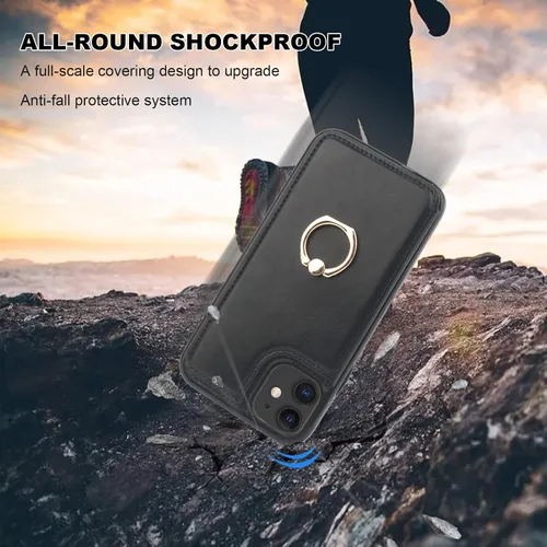 Vista 7 de ONETOP Funda tipo cartera para iPhone 11 con tarjetero de crédito, color Negro