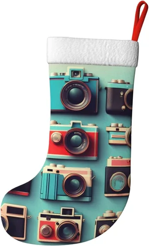 Vista 4 de Retro Cool Camera Collection - Medias de decoración navideña, 18 pulgadas, para chimenea, fiesta familiar de vacaciones