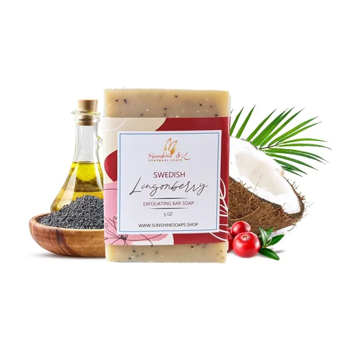 Vista 9 de Sunshine & K Handmade Soaps Canberra Jabón exfoliante de eucalipto, jabón en barra con semillas de amapola y manteca de karité, aceites base