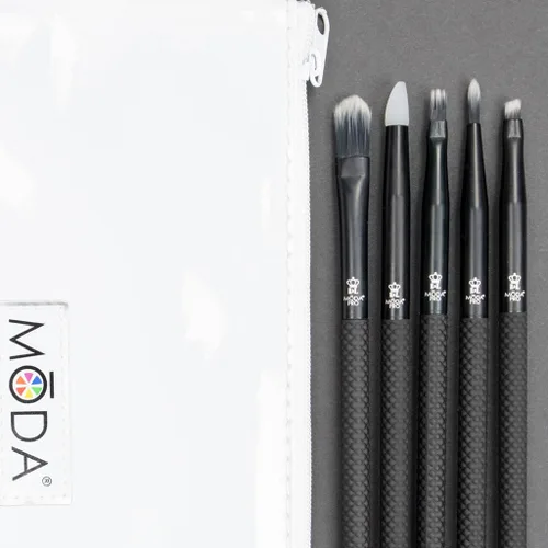 Vista 2 de MODA Pro 6pc Graphic Eye Makeup Brush Set con bolsa de viaje, estuche de viaje