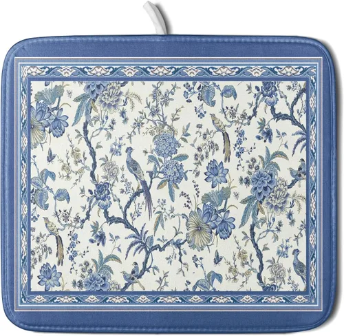 Vista 17 de Giwawa Tapete de secado de platos de café, vintage, antifatiga, taza de expreso, máquina de frijoles negros, tapete escurridor de platos, protector