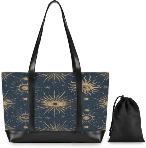 Vista 2 de Vintage Moon Sun Retro Evil Eye - Bolsas de mano para computadora portátil con cremallera para mujer con maletín ejecutivo para mujer