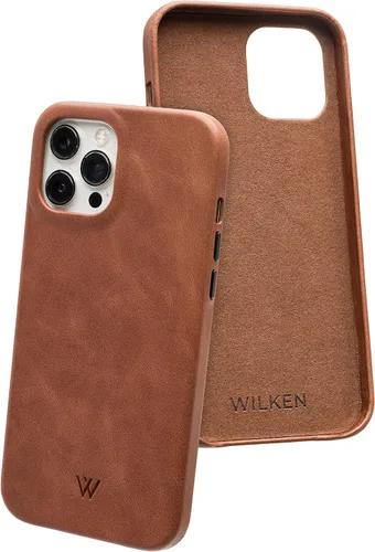Vista 12 de Funda de teléfono delgada de cuero Wilken compatible con iPhone 15 Compatible con MagSafe y carga inalámbrica Cubierta de cuero de grano Negro