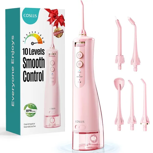 Vista 11 de COSLUS Irrigador de Agua Portátil para Dientes: 10 Ajustes de Presión Profesional para Ortodoncia, Aparejos y Encías Sensibles - Inalámbrico