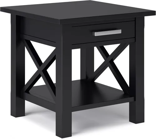Vista 14 de SIMPLIHOME Kitchener - Mesa auxiliar cuadrada de madera maciza de 21 pulgadas de ancho, color marrón Contemporary accent table with X-design, a