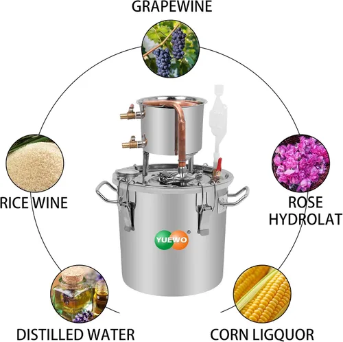 Vista 6 de YUEWO Still 8Gal 30L acero inoxidable agua alcohol destilador tubo de cobre kit de preparación casera para bricolaje whisky vino brandy