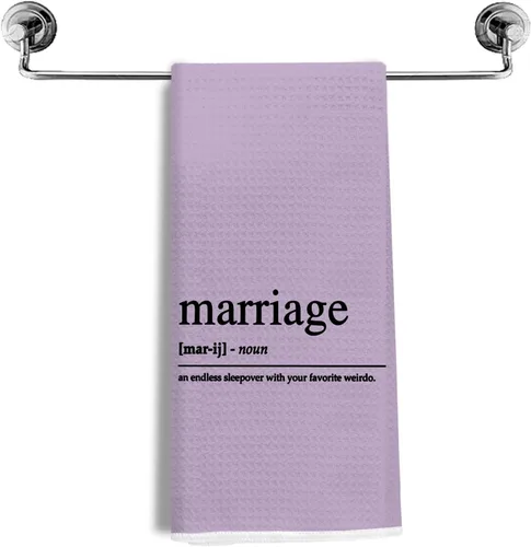 Vista 14 de Regalos de boda para parejas, recién casados, regalos de matrimonio, toallas de cocina para matrimonio, toallas de tejido de gofre de definición