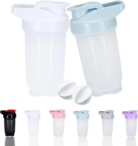 Vista 10 de Shaker Bottle Protein Shakes Cup y botella agitadora de 10 onzas/10.1 fl oz con bolas batidoras, juego de botellas de proteínas, plástico sin BPA