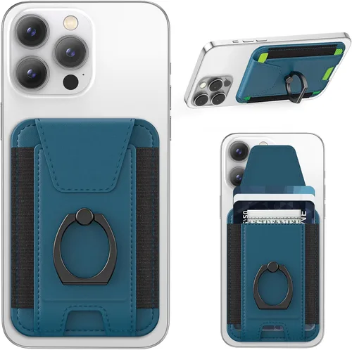 Vista 16 de ExtreLife Cartera Magsafe con agarre, soporte para 6 tarjetas, soporte magnético más fuerte para iPhone 17/16/15/14/13/12, cartera magnética