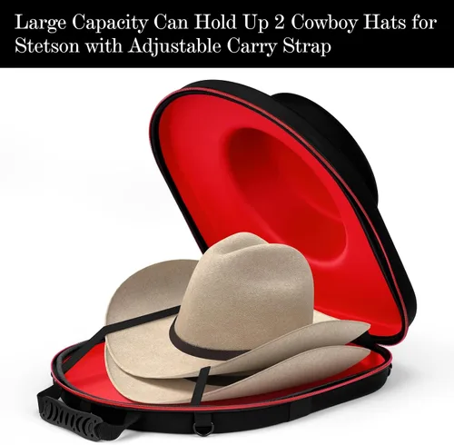 Vista 3 de Nisorpa Organizador portátil para sombrero de vaquero para viajes, organizador de almacenamiento de sombreros de vaquero, funda rígida