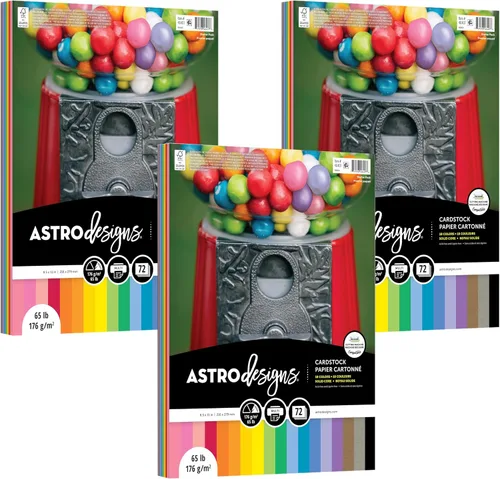 Vista 5 de Neenah Astrodesigns - Paquete de cartulina de 8.5 x 11 pulgadas, 72 unidades, 18 colores llamativos y vivos