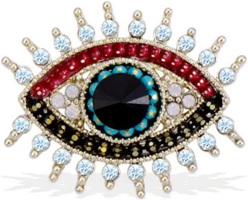 Vista 5 de Broche de ojo malvado de la suerte, perlas de agua dulce y cristal, pin de solapa vintage para boda, fiesta, graduación, broche multiusos